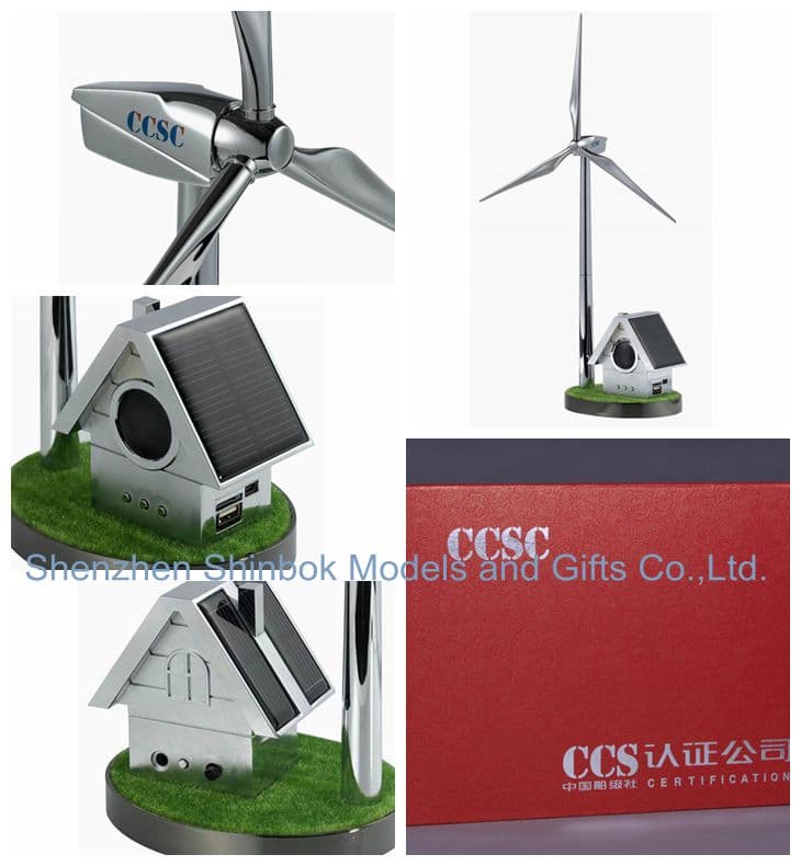 Custom Solar Windmill with Small House Radio Player